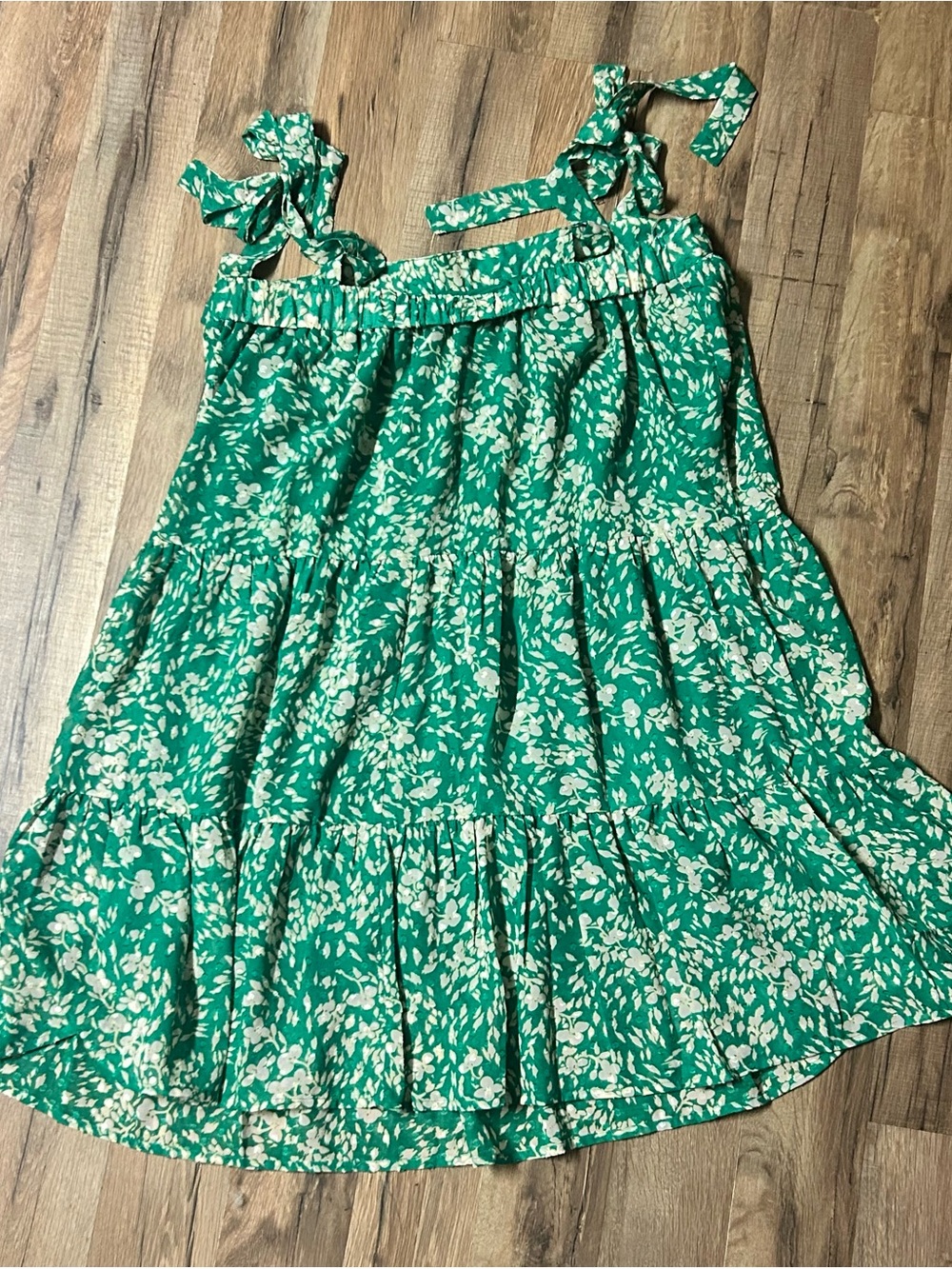 Gigio Sleeveless Green Bow Tied  Sleeves Loose Tired Flowing Midi Preppy Dress L - Picture 2 of 3